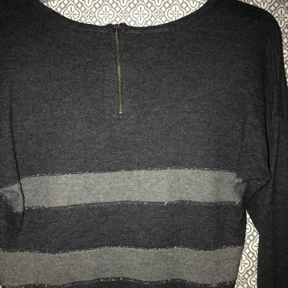 LOFT gray sparkle striped sweater - Picture 2 of 2